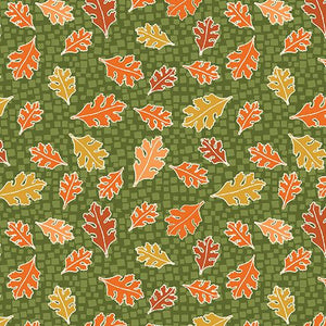 Hello Pumpkin Mosaic Leaves Green