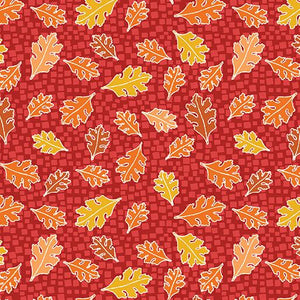 Hello Pumpkin Mosaic Leaves Red