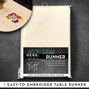 Start Here Easy to Embroider Table Runner White